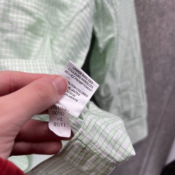 Tommy Bahama Shirt Men 15.5 34/35 Teal Green Casual Button Down Preppy Gingham - Picture 8 of 13